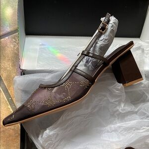 Fashion Nova Brown Mesh Slingback Heels